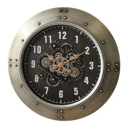Horloge Murale Home ESPRIT Noir Argenté Verre Fer Loft 80 x 9 x 80 cm
