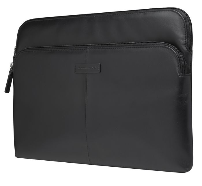 dbramante1928 Skagen Pro+, Housse d'ordinateur en cuir pleine fleur avec protection rembourrée pour MacBook Pro/Air 13" (2020) - Noir, poche frontale