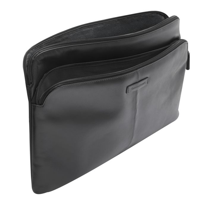 dbramante1928 Skagen Pro+, Housse d'ordinateur en cuir pleine fleur avec protection rembourrée pour MacBook Pro/Air 13" (2020) - Noir, poche frontale