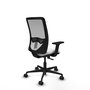 Chaise Zulema Synchro 3 positions tissu Blanc Maille Gris Base en nylon noir Accoudoir 2D Sans appui-tête Roulettes 65mm nylon