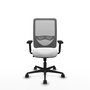 Chaise Zulema Synchro 3 positions tissu Blanc Maille Gris Base en nylon noir Accoudoir 2D Sans appui-tête Roulettes 65mm nylon
