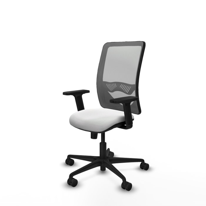 Chaise Zulema Synchro 3 positions tissu Blanc Maille Gris Base en nylon noir Accoudoir 2D Sans appui-tête Roulettes 65mm nylon Chaise Zulema Synchro 3 positions tissu Blanc Maille Gris Base en nylon noir Accoudoir 2D Sans appui-tête Roulettes 65mm nylon