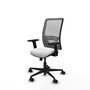 Chaise Zulema Synchro 3 positions tissu Blanc Maille Gris Base en nylon noir Accoudoir 2D Sans appui-tête Roulettes 65mm nylon