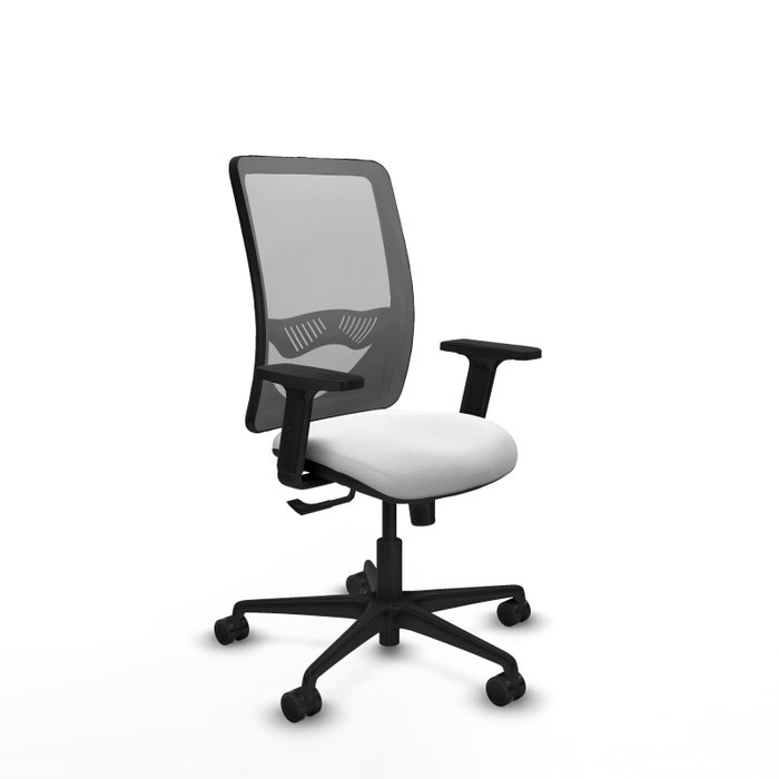 Chaise Zulema Synchro 3 positions tissu Blanc Maille Gris Base en nylon noir Accoudoir 2D Sans appui-tête Roulettes 65mm nylon Chaise Zulema Synchro 3 positions tissu Blanc Maille Gris Base en nylon noir Accoudoir 2D Sans appui-tête Roulettes 65mm nylon