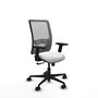 Chaise Zulema Synchro 3 positions tissu Blanc Maille Gris Base en nylon noir Accoudoir 2D Sans appui-tête Roulettes 65mm nylon
