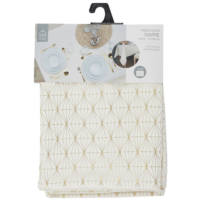 Home Deco Factory Nappe Dorée Motif Géométrique 140x250 cm Home Deco Factory Nappe Dorée Motif Géométrique 140x250 cm