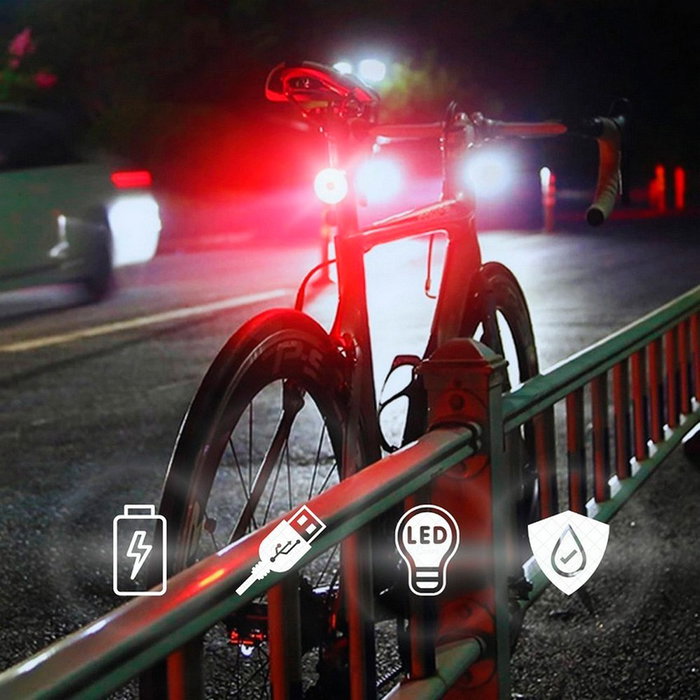 NK Lumière arrière LED rechargeable pour vélo, rouge