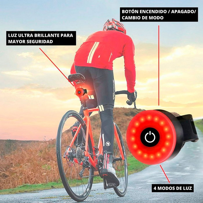 NK Lumière arrière LED rechargeable pour vélo, rouge