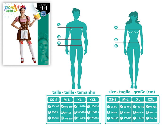 Déguisement Allemand Costume Femme Adulte Taille XL Marron Polyester pour Oktoberfest et Carnaval