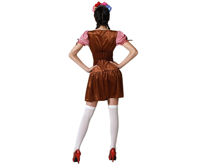 Déguisement Allemand Costume Femme Adulte Taille XL Marron Polyester pour Oktoberfest et Carnaval