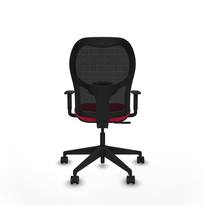 Chaise Alocén Synchro 3 positions tissu Rouge Maille Noir Base pyramidale noire Accoudoir 1D Sans appui-tête Roulettes 65mm nylon Chaise Alocén Synchro 3 positions tissu Rouge Maille Noir Base pyramidale noire Accoudoir 1D Sans appui-tête Roulettes 65mm nylon