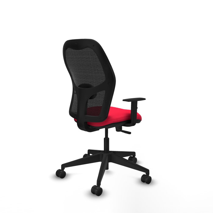 Chaise Alocén Synchro 3 positions tissu Rouge Maille Noir Base pyramidale noire Accoudoir 1D Sans appui-tête Roulettes 65mm nylon Chaise Alocén Synchro 3 positions tissu Rouge Maille Noir Base pyramidale noire Accoudoir 1D Sans appui-tête Roulettes 65mm nylon