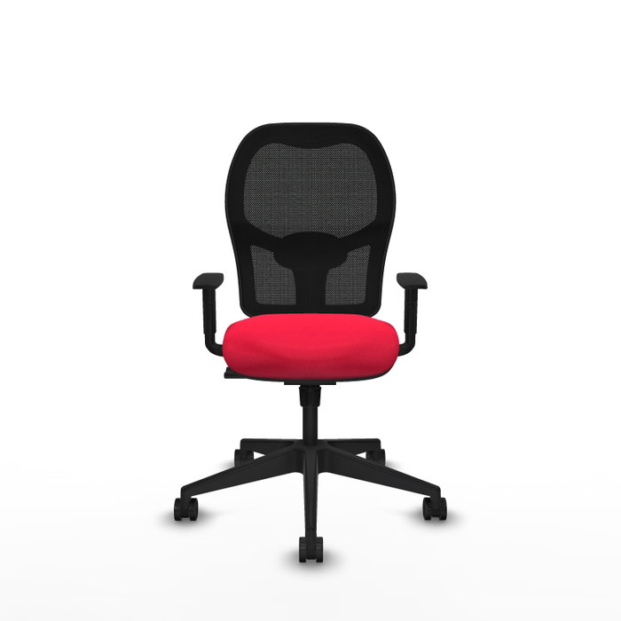 Chaise Alocén Synchro 3 positions tissu Rouge Maille Noir Base pyramidale noire Accoudoir 1D Sans appui-tête Roulettes 65mm nylon Chaise Alocén Synchro 3 positions tissu Rouge Maille Noir Base pyramidale noire Accoudoir 1D Sans appui-tête Roulettes 65mm nylon