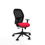 Chaise Alocén Synchro 3 positions tissu Rouge Maille Noir Base pyramidale noire Accoudoir 1D Sans appui-tête Roulettes 65mm nylon