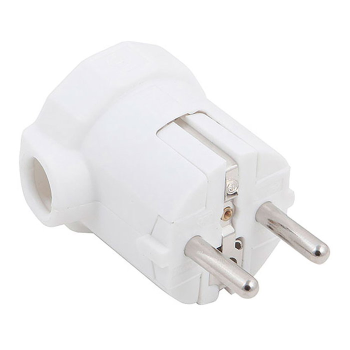 Simon Fiche Schuko 2P+T blanche avec sortie latérale 10/16A 250V