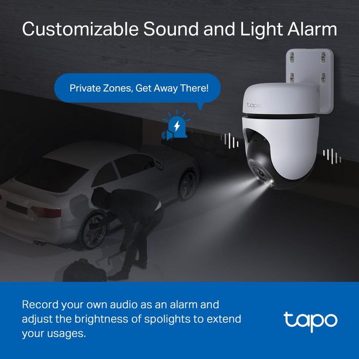 TP-Link Tapo C510W Caméra de sécurité Wi-Fi extérieure avec rotation, 2K, vision nocturne couleur, 360°, détection IA, audio bidirectionnel, IP65 TP-Link Tapo C510W Caméra de sécurité Wi-Fi extérieure avec rotation, 2K, vision nocturne couleur, 360°, détection IA, audio bidirectionnel, IP65