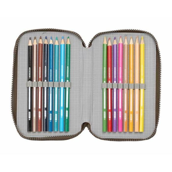 Pochette à crayons triple Jurassic World Sable 12,5 x 19,5 x 5,5 cm 37 Pièces