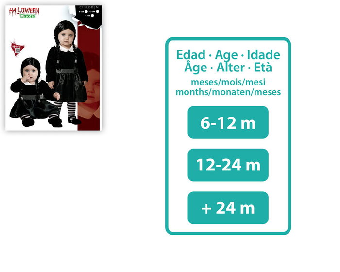 Déguisement Bébé Fille Fantôme Noir Avec Robe Et Rubans De Dentelle - Taille 6-12 Mois