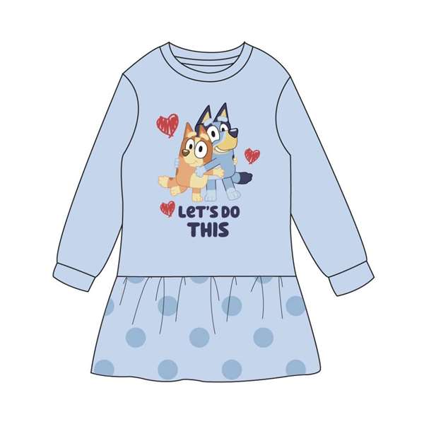 Cerdá - Vestido French Terry - Thème Bluey - Taille 3 ans - Couleur Bleu Clair Cerdá - Vestido French Terry - Thème Bluey - Taille 3 ans - Couleur Bleu Clair