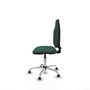 Chaise de bureau Algarra avec mécanisme de contact permanent de base, recouverte de tissu vert bouteille. Équipée d'une base chromée, sans accoudoirs et avec butées