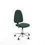 Chaise de bureau Algarra avec mécanisme de contact permanent de base, recouverte de tissu vert bouteille. Équipée d'une base chromée, sans accoudoirs et avec butées