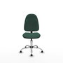 Chaise de bureau Algarra avec mécanisme de contact permanent de base, recouverte de tissu vert bouteille. Équipée d'une base chromée, sans accoudoirs et avec butées