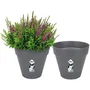 Elho Loft Urban - Lot de 2 pots de fleurs ronds avec réserve d'eau - 19 L - Ø 28,5 x H 26 cm - Noir