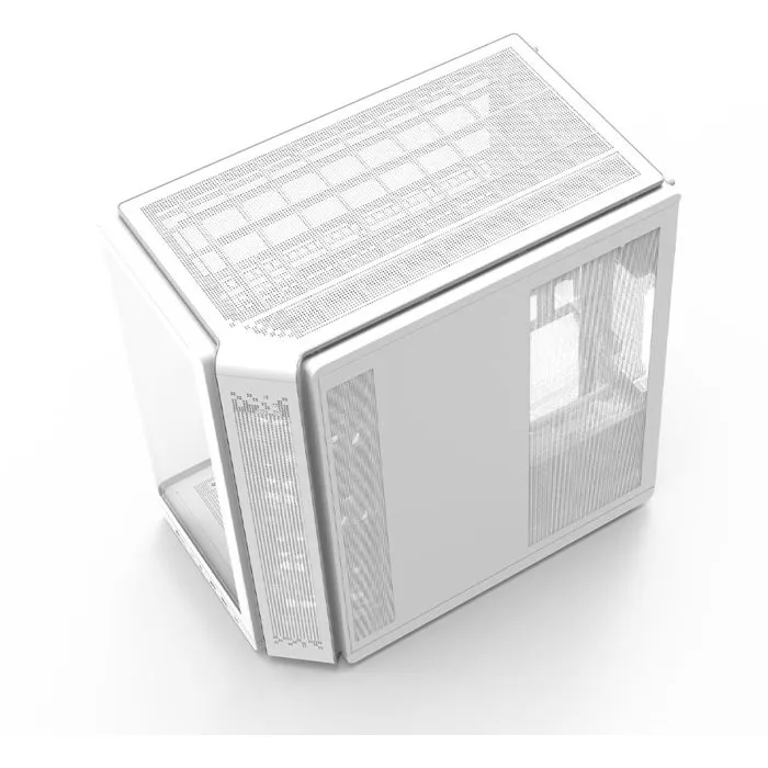 Zalman ZM-P60WH Boîtier PC Blanc ATX Moyen Tour Panoramique avec Verre Trempé Incurvé, 5 Ventilos ARGB 120mm, USB 3.0 Type-C et Audio HD