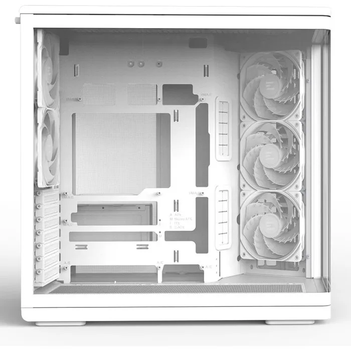 Zalman ZM-P60WH Boîtier PC Blanc ATX Moyen Tour Panoramique avec Verre Trempé Incurvé, 5 Ventilos ARGB 120mm, USB 3.0 Type-C et Audio HD