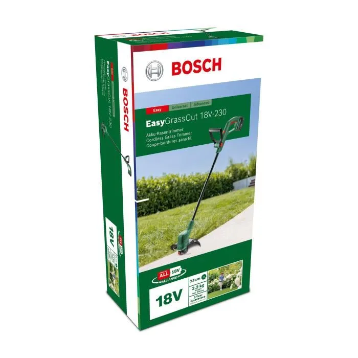Bosch EasyGrassCut 18-230 - Coupe-bordures sans fil 18 V avec batterie et chargeur, diamètre de coupe 23 cm pour grands jardins