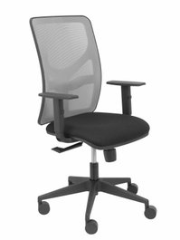 PIQUERAS Y CRESPO Chaise Motilla Synchro, Tissu Noir et Maille Grise, Base Pyramidale Noire