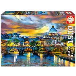 Educa Puzzle 1500 pièces Basilica San Pedro et Pont Saint-Ange 19617 - Puzzle Adulte
