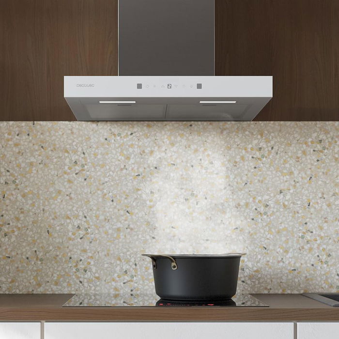 Hotte Conventionnelle Cecotec 60 cm Bolero Flux TT 605500 A++ Verre Blanc