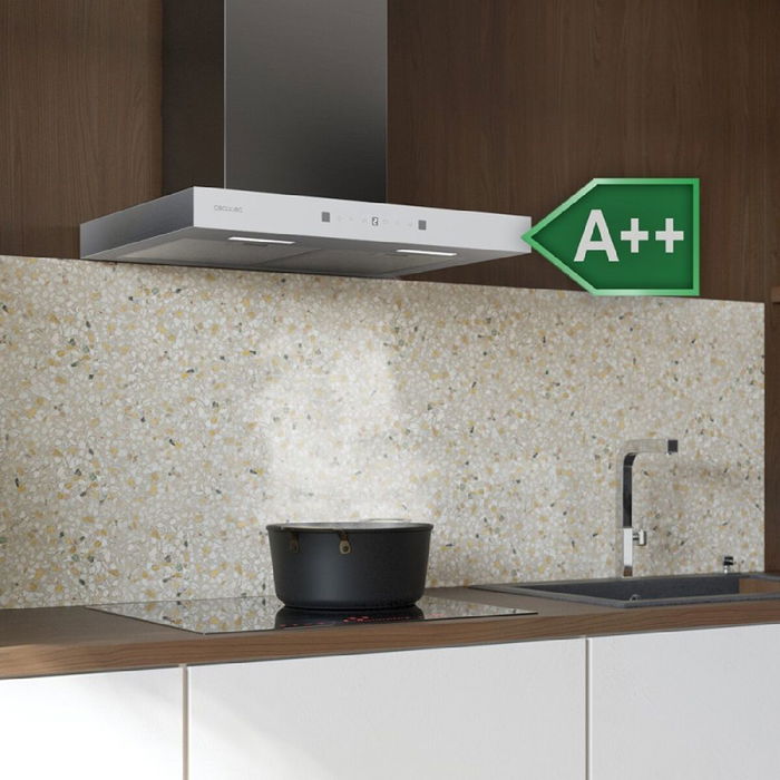 Hotte Conventionnelle Cecotec 60 cm Bolero Flux TT 605500 A++ Verre Blanc