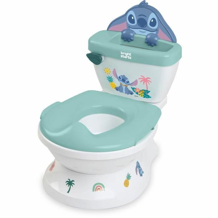 Bright Starts Disney Baby Stitch - Pot 2-en-1 avec réducteur de toilettes et sons de chasse d'eau