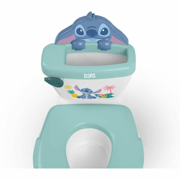 Bright Starts Disney Baby Stitch - Pot 2-en-1 avec réducteur de toilettes et sons de chasse d'eau
