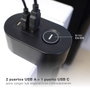 GSC Evolution Base multiple de bureau 3T + 2 USB A + 1 USB Type C, Noir