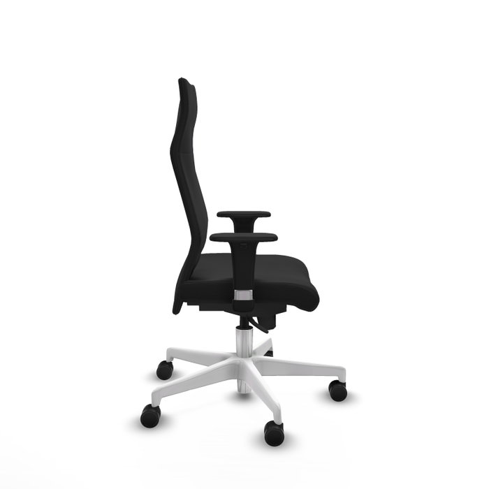 Piqueras Y Crespo Fauteuil Albacete avec mécanisme synchrone, similicuir noir, base blanche Piqueras Y Crespo Fauteuil Albacete avec mécanisme synchrone, similicuir noir, base blanche