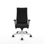 Piqueras Y Crespo Fauteuil Albacete avec mécanisme synchrone, similicuir noir, base blanche