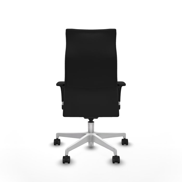 Piqueras Y Crespo Fauteuil Albacete avec mécanisme synchrone, similicuir noir, base blanche Piqueras Y Crespo Fauteuil Albacete avec mécanisme synchrone, similicuir noir, base blanche