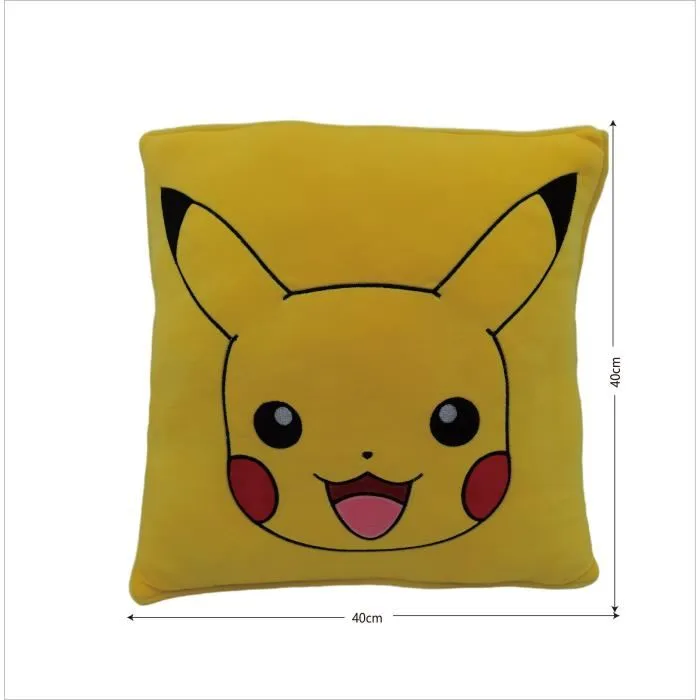 Pokémon - Coussin décoratif carré en microfibre Pikachu 40 cm - Coussin d'assise et de décoration inspiré de l'univers Pokémon pour salon ou chambre Pokémon - Coussin décoratif carré en microfibre Pikachu 40 cm - Coussin d'assise et de décoration inspiré de l'univers Pokémon pour salon ou chambre
