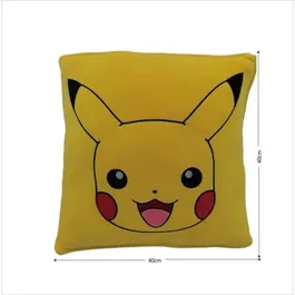Pokémon - Coussin décoratif carré en microfibre Pikachu 40 cm - Coussin d'assise et de décoration inspiré de l'univers Pokémon pour salon ou chambre