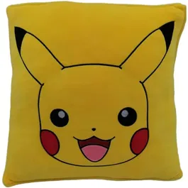 Pokémon - Coussin décoratif carré en microfibre Pikachu 40 cm - Coussin d'assise et de décoration inspiré de l'univers Pokémon pour salon ou chambre