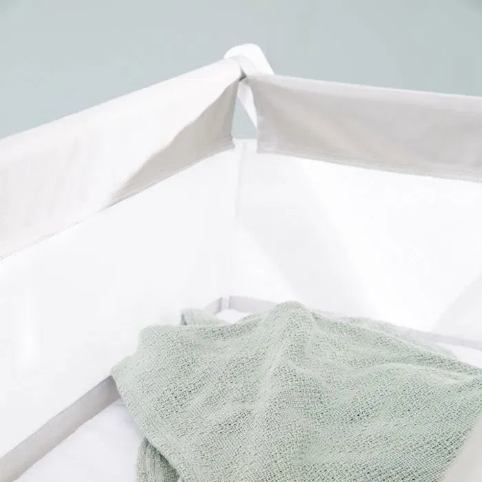 Roba Berceau Cododo Pliable 90 x 45 cm - Avec Matelas, Roulettes Freins, Toile et Maille - Gris et Blanc