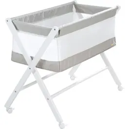 Roba Berceau Cododo Pliable 90 x 45 cm - Avec Matelas, Roulettes Freins, Toile et Maille - Gris et Blanc