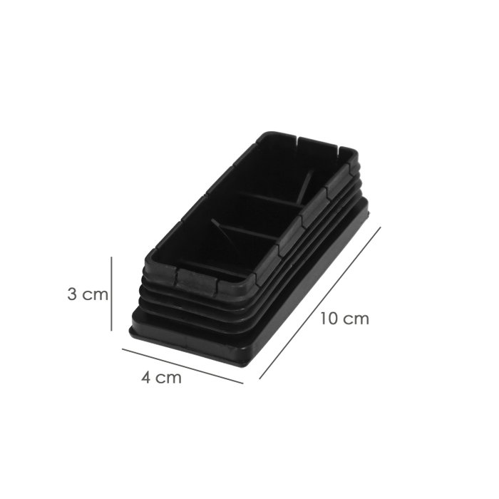WOLFPACK LINEA PROFESIONAL Embouts de protection rectangulaires en plastique noir, 25 unités