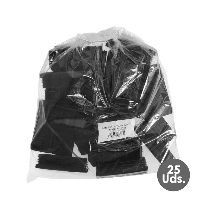 WOLFPACK LINEA PROFESIONAL Embouts de protection rectangulaires en plastique noir, 25 unités