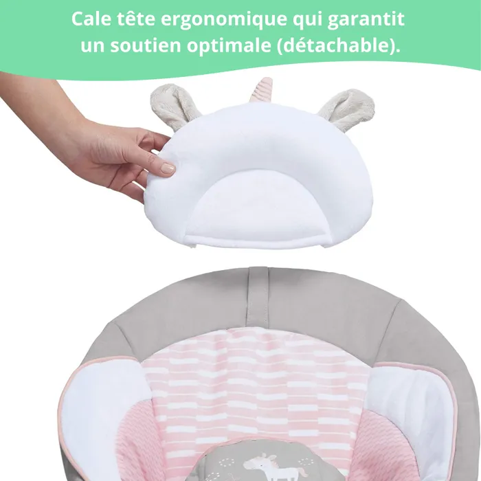 Ingenuity - Transat pour bébé Flora - Arche d'éveil avec jouets amovibles, 8 mélodies et vibrations, siège bercant, peluche Ingenuity - Transat pour bébé Flora - Arche d'éveil avec jouets amovibles, 8 mélodies et vibrations, siège bercant, peluche