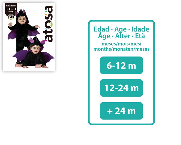 Halloween Déguisement Chauve-souris Noir et Violet Avec Capuche et Ailes Bébé 24 Mois