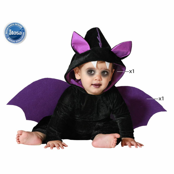 Atosa Déguisement de chauve-souris noir et violet avec ailes pour bébé